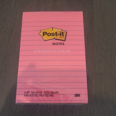 Post-it 4 in X 6 in Pads  Lined Note Pads 500 Sheets Total 5 Colors