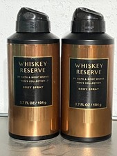 Bath Body Works Men's Collection WHISKEY RESERVE Body Spray x 2 - 3.7oz each