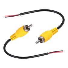 6 Inch Flat Yellow RCA Male Plug Jack Connector Adapter to Bare Wire Pack of 2