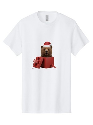 Bear-In-Gift-Box Mens Graphic Tee, 100% Cotton, Casual Summer Wear