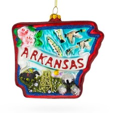 State of Arkansas Symbols, USA Glass Ornament