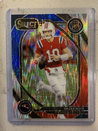 2024 Panini Select - Club Level Drake Maye #218 Red & Blue Shock Prizm (RC)
