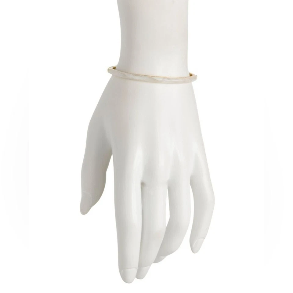 Gorjana New 18k Gold Plated Brass Paseo White Marble Cuff Bracelet - Image 2 of 4