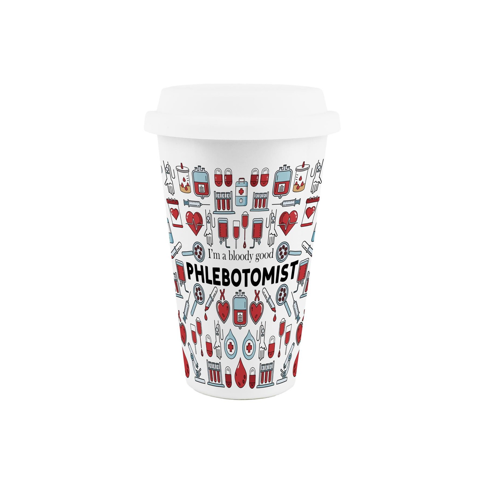 Phlebotomist Ceramic Travel Mug - Novelty Trades Reusable Drinks Cup Gift
