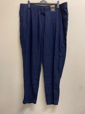 M S Tapered Ankle Grazer High Rise Trousers With Elasticated Waist Size: 24 Long