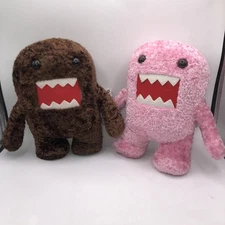 2010/2011 Nanco NHK TV Mascot Domo Approx 9"  Pink & Brown Domo Kun Plush Lot