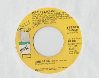 Jose Feliciano   Che Sarà (Italian Version)  45 RECORD RARE DJ PROMO 1971 RCA
