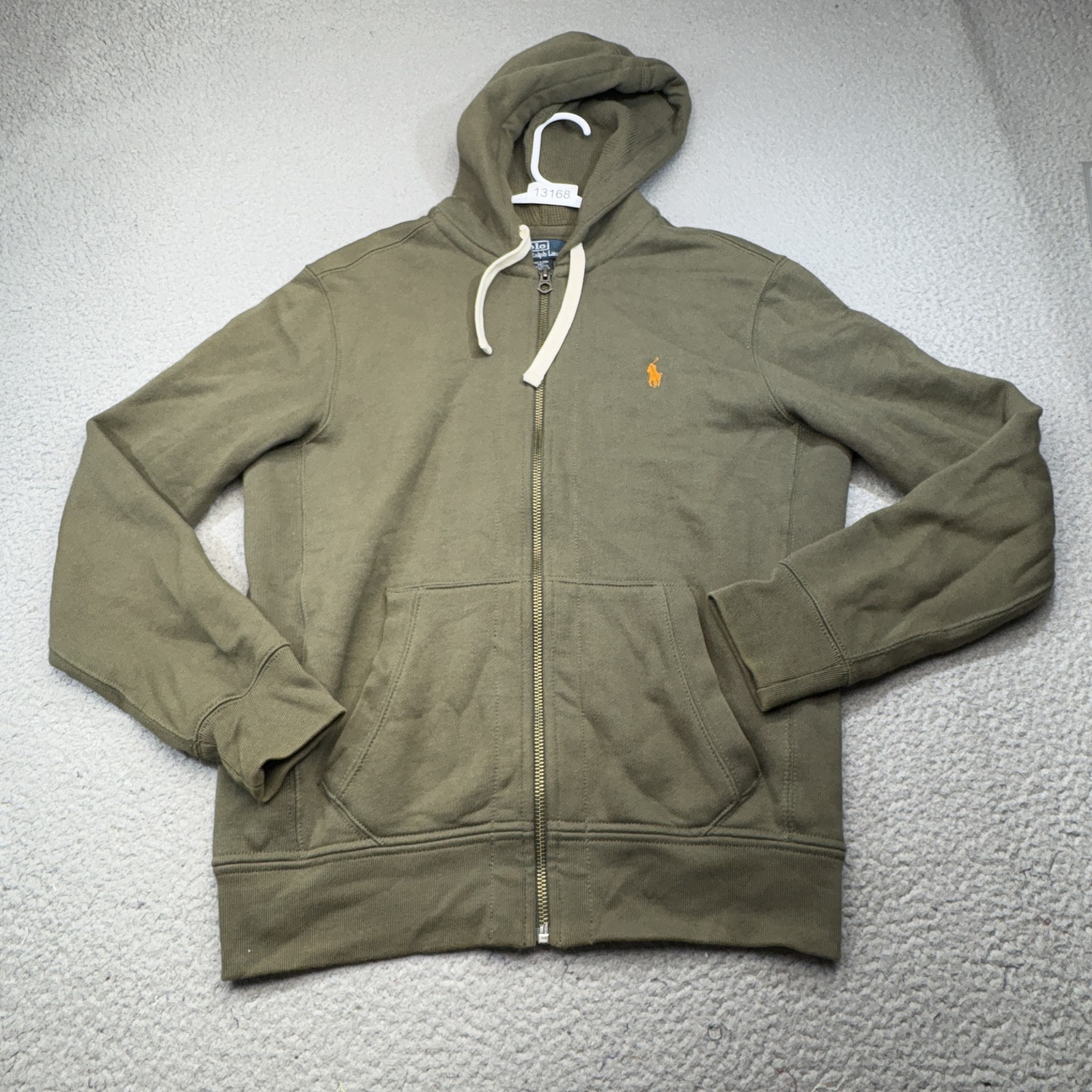 Polo Ralph Lauren felpa con cappuccio uomo verde medio full zip felpa giacca logo pony