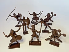 Vintage Cherilea African Natives / Zulu Warriors Brown - 8 Unpainted Figures