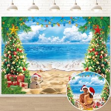July Christmas Backdrop for Photography 7x5FT Summer Beach Christmas Tree Dec...