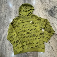 Nike Hoodie Youth XL Kids Teens Green Black All Over Print Logo Sports Athletic