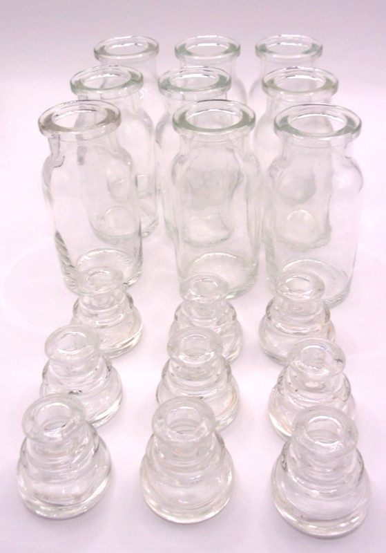 Vintage 9 Spice Jar Glass Bottles With Stopper Apothecary Made in Japan-READ