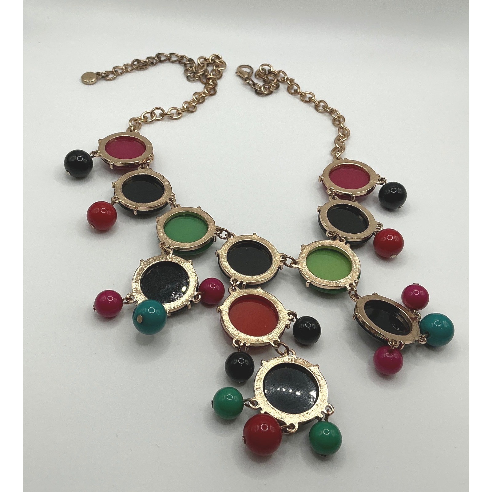 Multicolor Bubble Statement Necklace 23" Bold Bib… - image 6