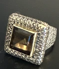 Vintage Sterling Silver & 14KE Smoky Quartz Ring Statement Piece Size 6 ?