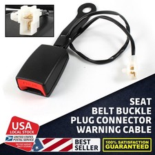 1x Black Seat Belt Lock Camlock Car Front Seat Belt Buckle Wwarning Cable 22mm