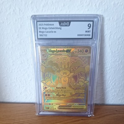 Mega Lucario EX gold Full Art Holo 188/132 340KP Pokémon Karte Deutsch