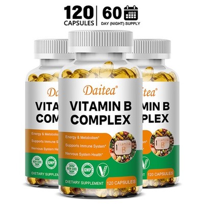 Vitamins B Complex Contain B2,B3,B6,B9,B12-30/60/120 Caps Immune Nervous Health