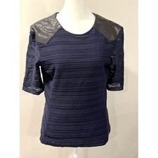 Rag Bone Basha Womens Mesh And Lambskin Leather Mixed Media Top Size L Rag Bone Basha Womens Mesh And Lambskin Leather Mixed Media Top Size L