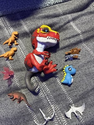 2017 Wowwee T-Rex Dinosaur Red And Yellow That Works With Random Lot Of Dinos