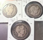 Barber Silver Half Dollars Lot Of 3 1912 P D S Collector's Items G/VG or Better