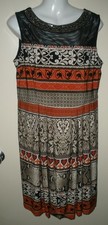 #556 Covington 14 Rust Black Silver Metallic Embellishments Sheath Stretch
