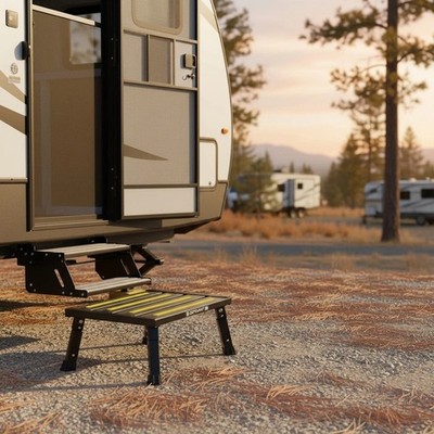 Lightweight Adjustable RV Step - Foldable & Rust-Resistant, Easy Carry Design
