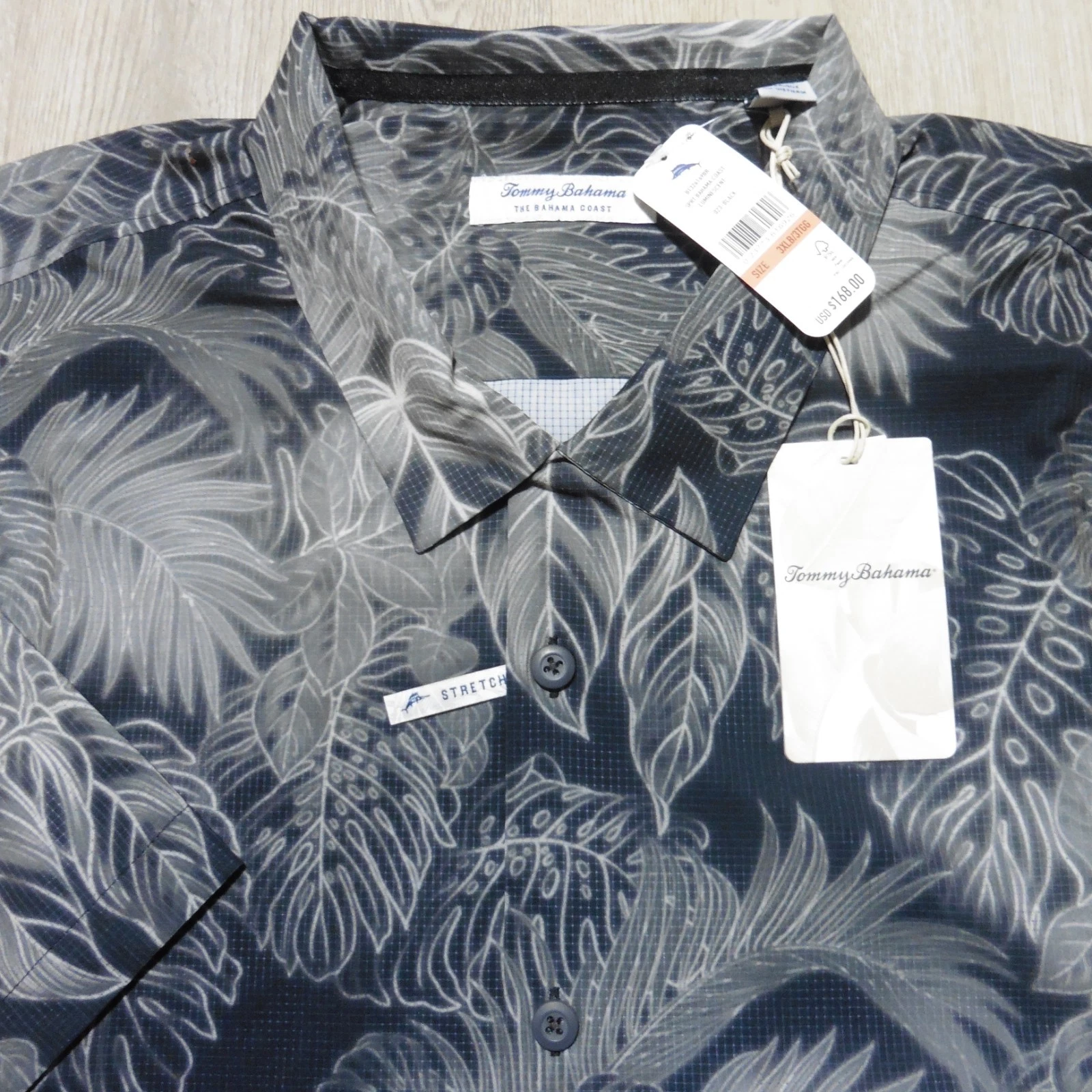 TOMMY BAHAMA Mens 3XLB 3XL BIG LUMINESCENT HAWAIIAN SHIRT STRETCH BLACK GREY
Opens in a new window o