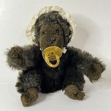 Vintage 1983 Dakin Baby Gorilla 9" Plush Pacifier Bonnet Stuffed Animal Toy READ