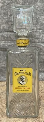 Old Grand Dad 100 Proof Kentucky Straight Bourbon Whiskey Crystal Decanter