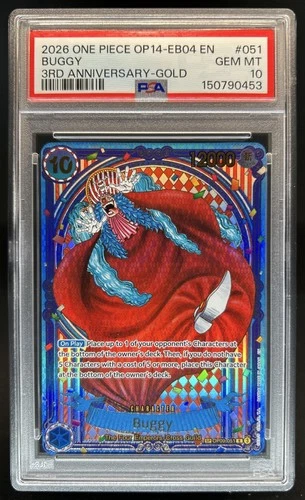 2026 One Piece 3rd Anniversary Buggy Gold #OP09-051 PSA 10 GEM MINT