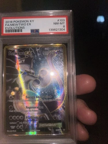 Pokémon Mewtwo EX TCG Full Art Holo Ultra Rare Card 103/108 PSA 8