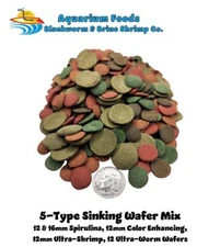 Sinking Wafers Bottom Feeder Fish Food 5-Type Mix. Algae Eater, Catfish & Plecos