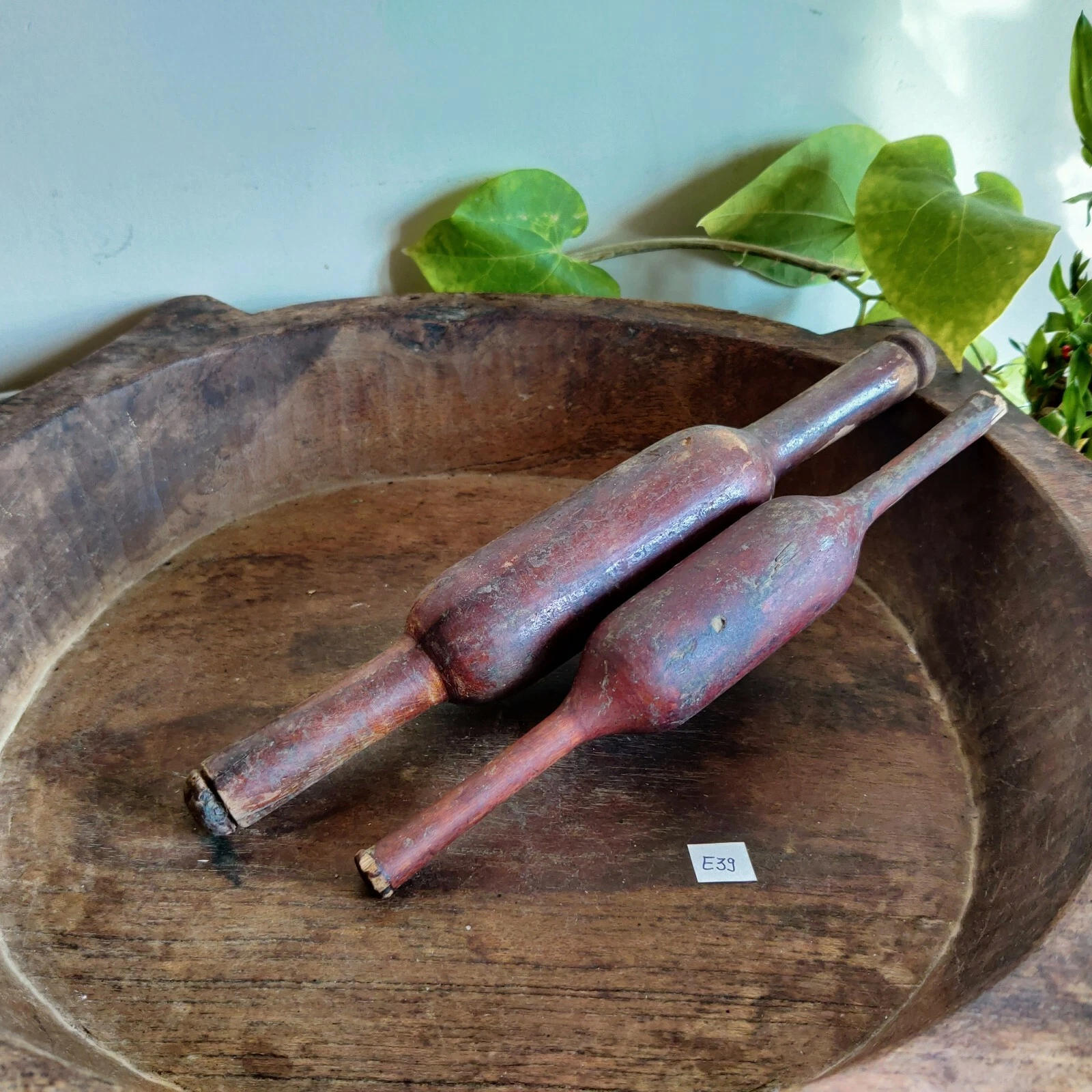 Vintage Primitive Original Handmade Tortilla Bread Bakers Wooden Rolling Pin E39
