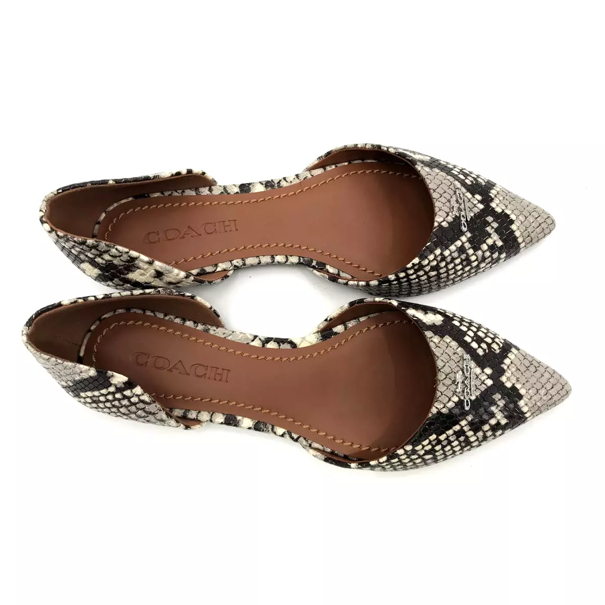 Coach Women s Snakeskin D Orsay Pointed Toe Flats Size 6 NEW eBay