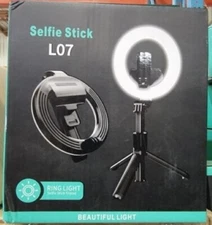 Selfie stick tripod with ring light