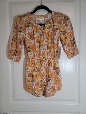 Treasure  Bond Retro Henley Floral Romper Girls Kids S 7/8 Nordstrom
