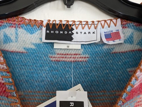 RHONDA STARK Vest VTG Women's M Santa Fe Fringe Blanket Native Southwest USA - Picture 9 of 15