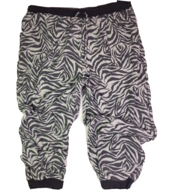Moa Moa Womens Sleep Joggers Lounge Pants Zebra Print Super Soft Pockets Size 3X