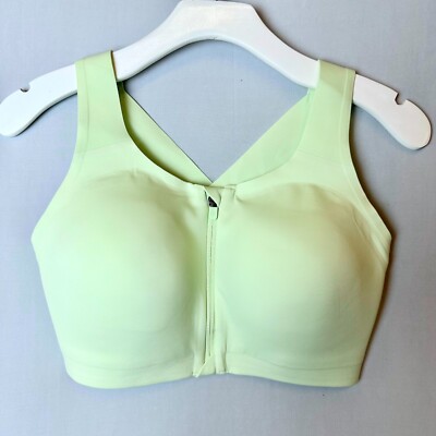 Lululemon Bra Womens 32C Green Sports Enlite Front Zip High Support Running