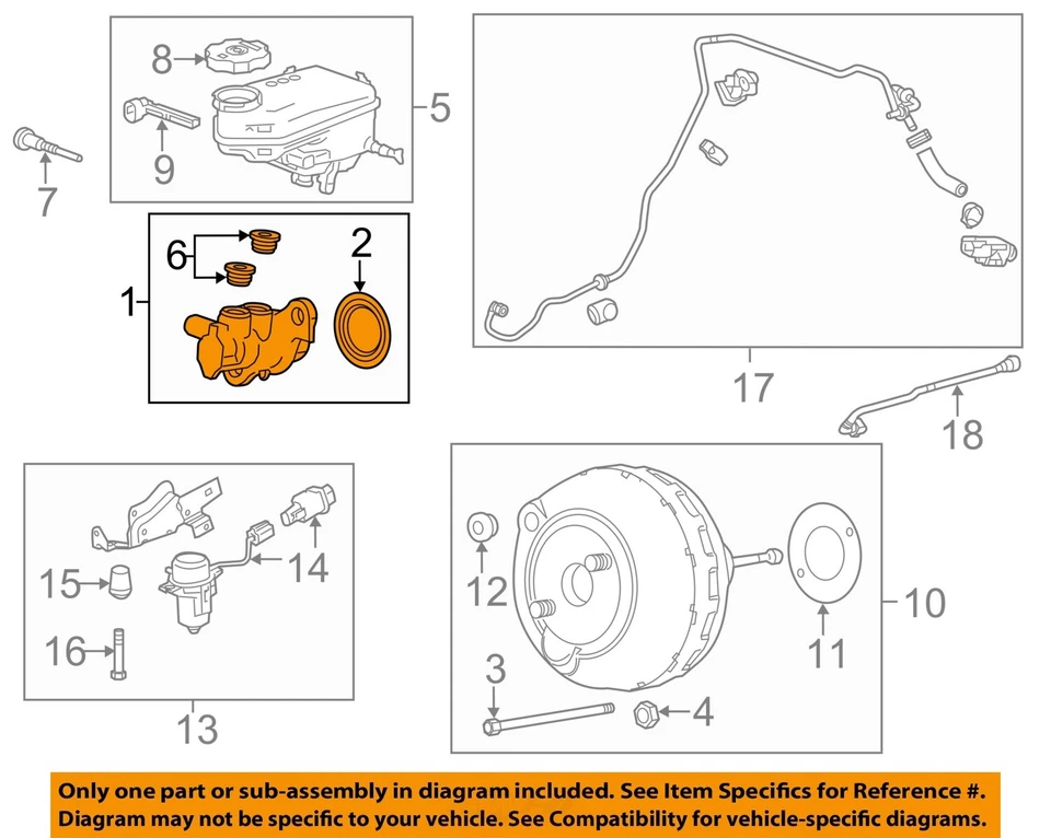 Cilindro maestro de freno usado se adapta a: Chevrolet Impala 2014 grado A Foto 3 de 4