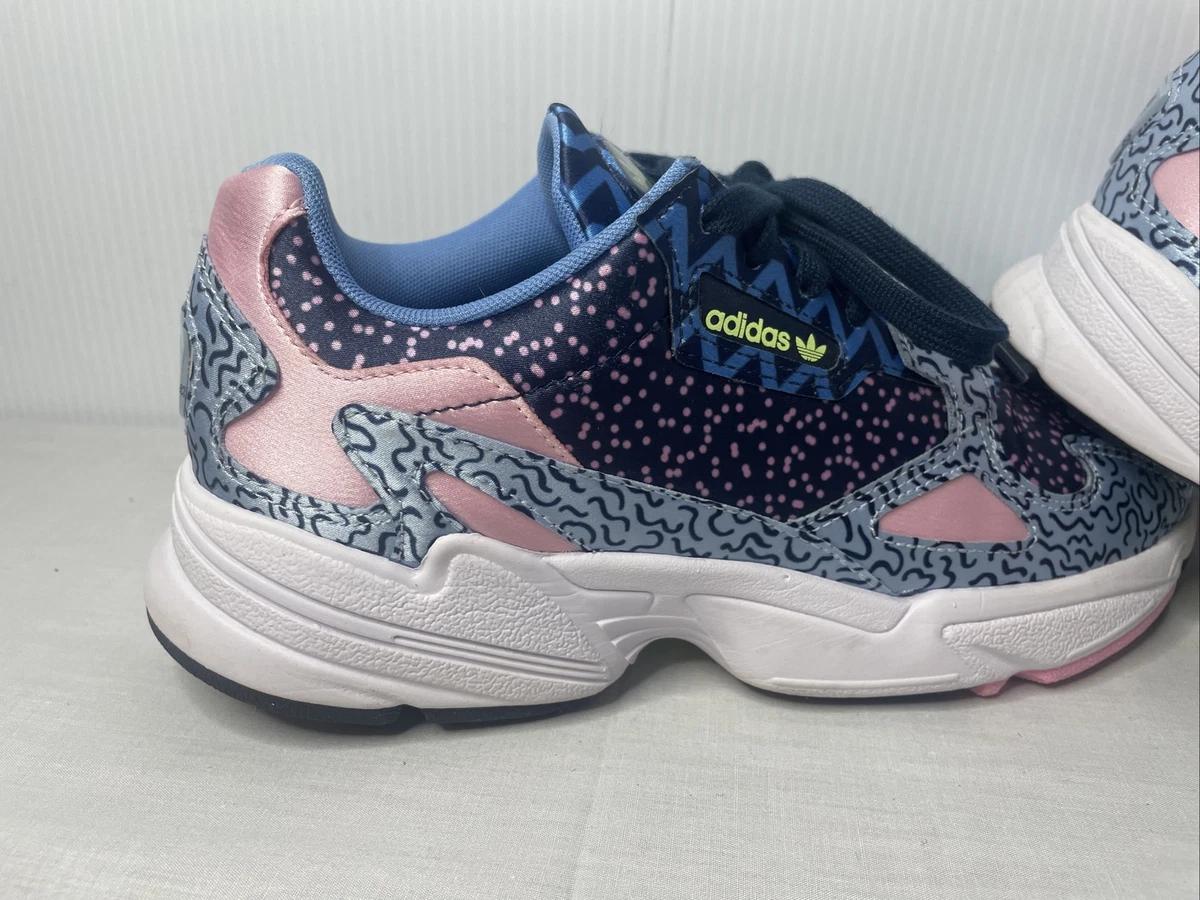 Womens Adidas Falcon Shoes Navy Blue Pink White Sz 8 (EE7098) Run Walk Sneakers |