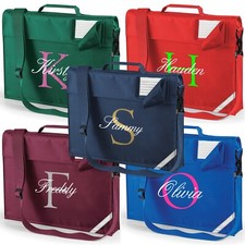 Personalised Book Bag Junior with Strap Script Initial Colours Back to School