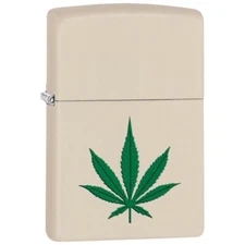 Zippo Windproof Marijuana Leaf Lighter, Cream 406218, Weed Leaf New In Box