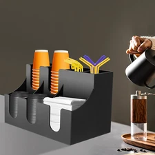 Cup Lid Dispensers Holder Acrylic Coffee Caddy Rack Anti-slip Tea Condiment Rack