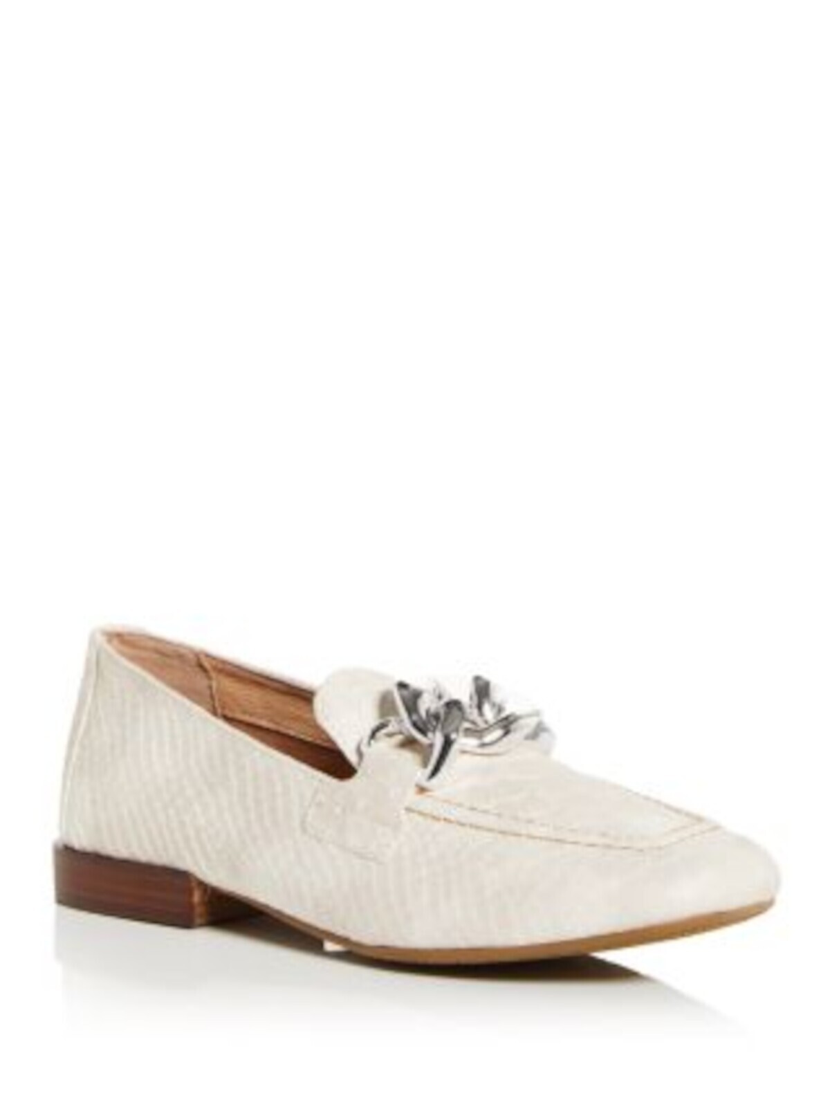 Женские мокасины DONALD PLINER бежевого цвета с цепочкой в виде змеи из кожи Bristol, 8,5 М