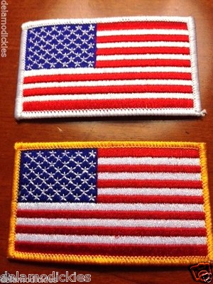 American Flag Embroidered Motorcycle Biker Badge Patch 2'' x 3.5''  Made in USA
