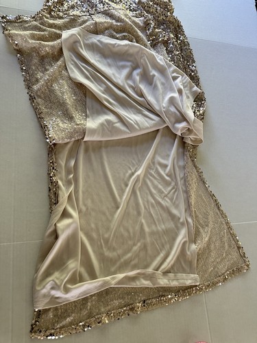 Taylor Gold Pailletten Midikleid Größe 12 Cocktail Party drapierter Ausschnitt Schlitz Seiten - Bild 7 von 14
