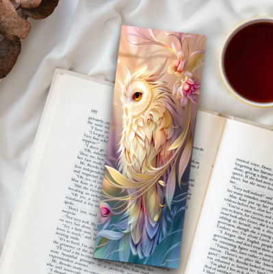 Elegant White Owl Bookmark   Handmade Art Gift for Readers & Owl Lovers