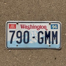 1990 Washington License Plate 790 GMM YOM DMV Clear 1991 1995 Ford Chevy Dodge