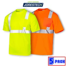 5 Hi Vis T Shirt Reflective Heat transfer Safety Orange / Lime Short Sleeve